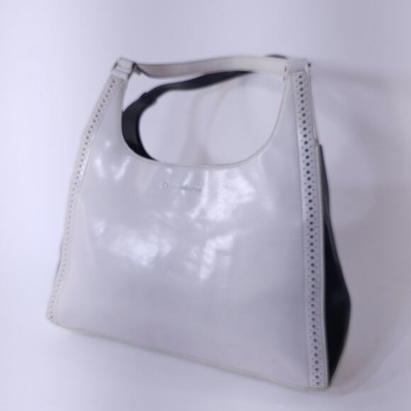 Liz Claiborne Shoulder Bag Cream Black Patent Leather Handbag Classiccore Preppy - Picture 4 of 13